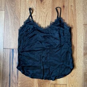 Anthropologie silk tank with lace trim detail - size small